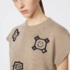 Kurzer Pullover aus Wolle und Kaschmir, sandfarben