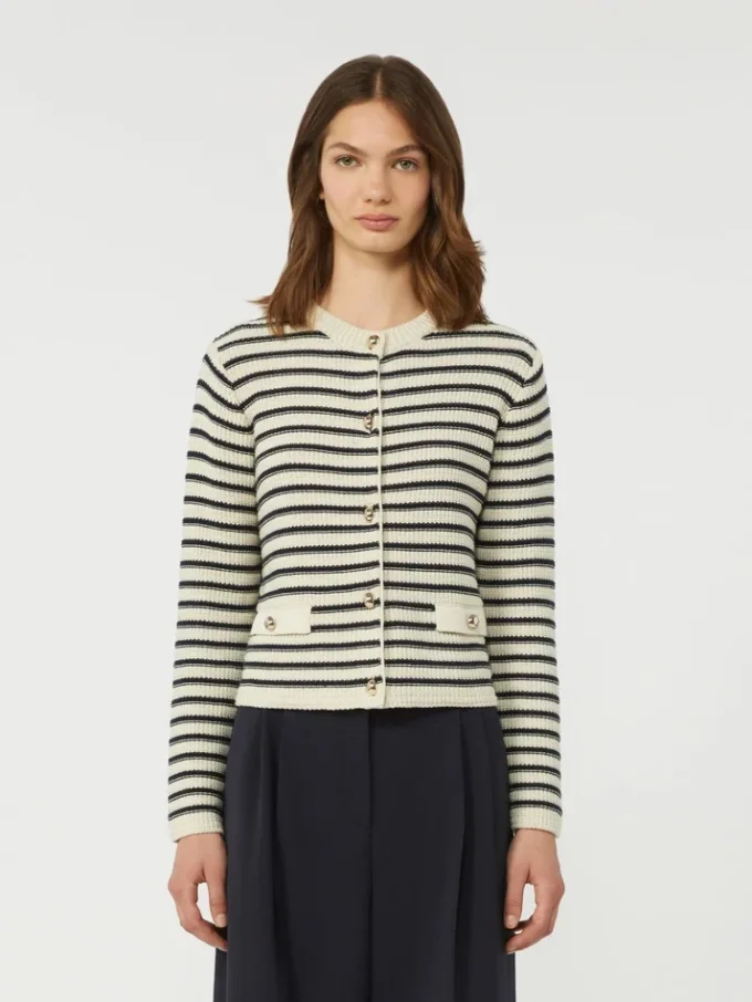 Kurzer Strickcardigan aus Baumwolle, marineblau Kurzer Strickcardigan aus Baumwolle, marineblau