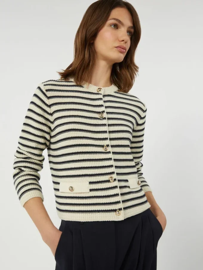 Kurzer Strickcardigan aus Baumwolle, marineblau Kurzer Strickcardigan aus Baumwolle, marineblau