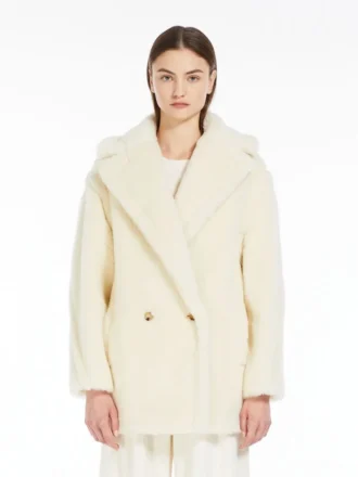 Kurzer Teddy Bear Icon Coat aus Alpaka und Wolle, weiß