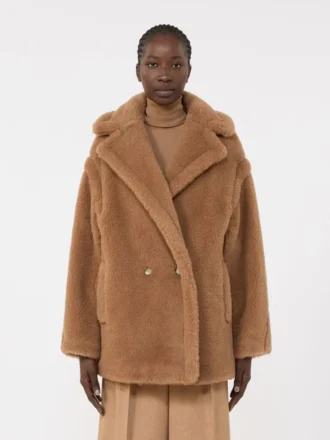 Kurzer Teddy Bear Icon Coat, kamel