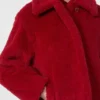 Kurzer Teddy-Mantel aus Alpaka und Wolle, rot