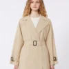Kurzer Trenchcoat aus wasserabweisendem Canvas, beige
