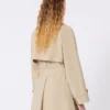 Kurzer Trenchcoat aus wasserabweisendem Canvas, beige