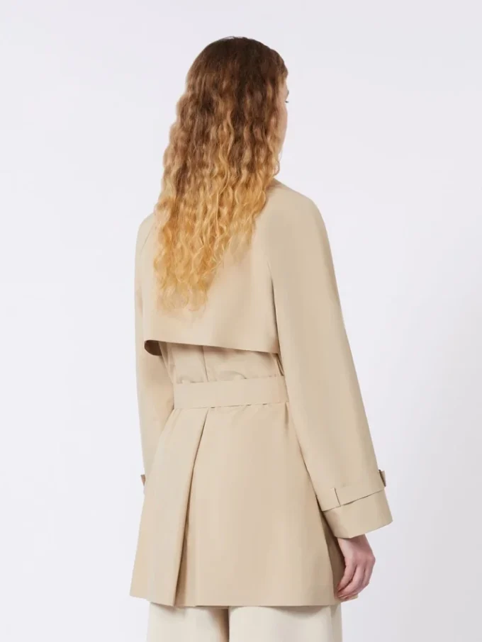 Kurzer Trenchcoat aus wasserabweisendem Canvas, beige