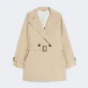 Kurzer Trenchcoat aus wasserabweisendem Canvas, beige