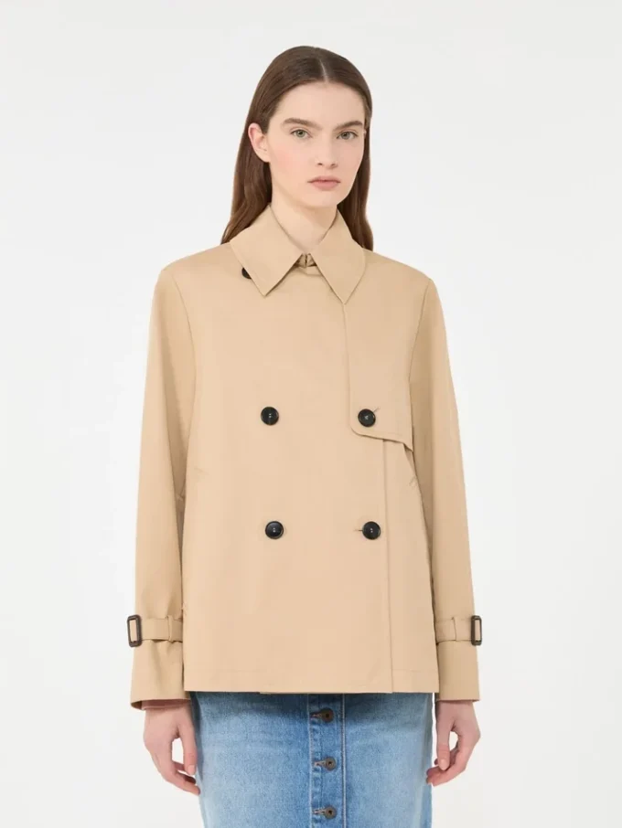 Kurzer, wasserabweisender Trenchcoat aus Gabardine, beige Kurzer, wasserabweisender Trenchcoat aus Gabardine, beige