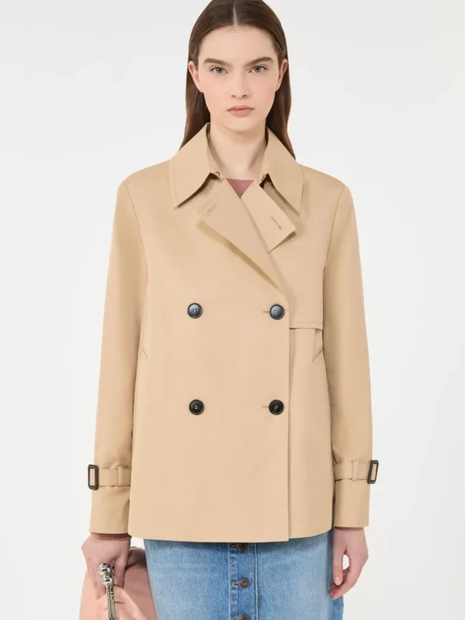 Kurzer, wasserabweisender Trenchcoat aus Gabardine, beige Kurzer, wasserabweisender Trenchcoat aus Gabardine, beige