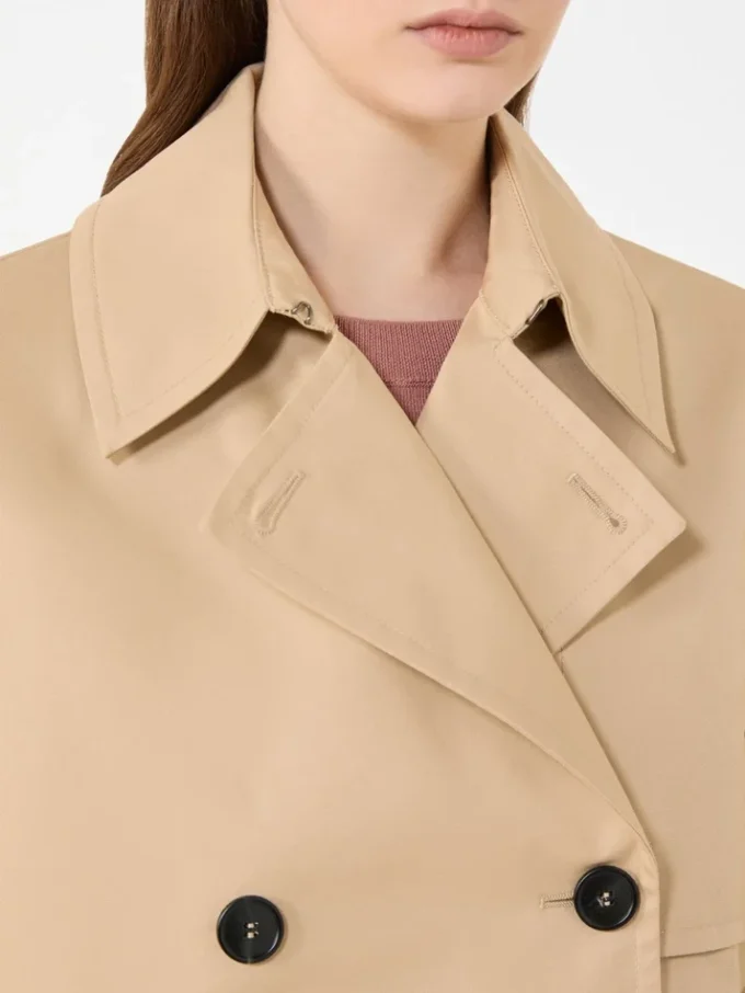 Kurzer, wasserabweisender Trenchcoat aus Gabardine, beige Kurzer, wasserabweisender Trenchcoat aus Gabardine, beige