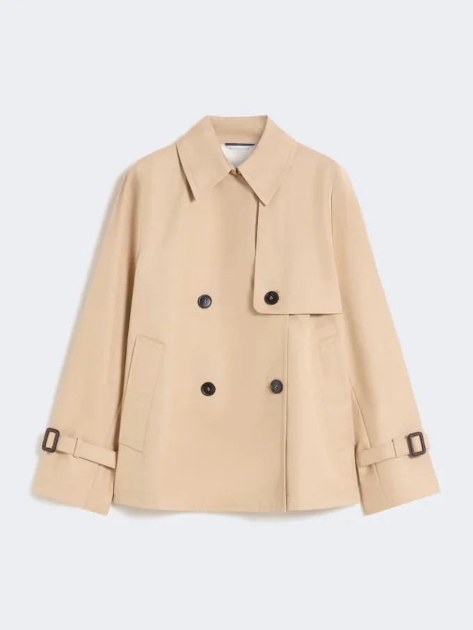 Kurzer, wasserabweisender Trenchcoat aus Gabardine, beige Kurzer, wasserabweisender Trenchcoat aus Gabardine, beige