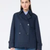 Kurzer, wasserabweisender Trenchcoat aus Gabardine, marineblau Kurzer, wasserabweisender Trenchcoat aus Gabardine, marineblau