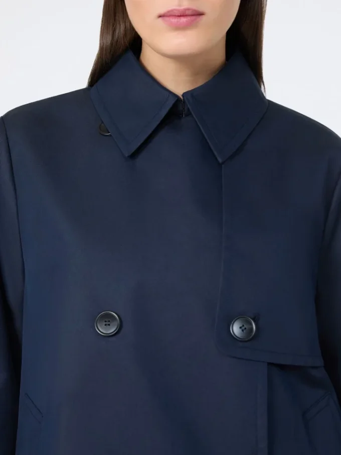 Kurzer, wasserabweisender Trenchcoat aus Gabardine, marineblau Kurzer, wasserabweisender Trenchcoat aus Gabardine, marineblau