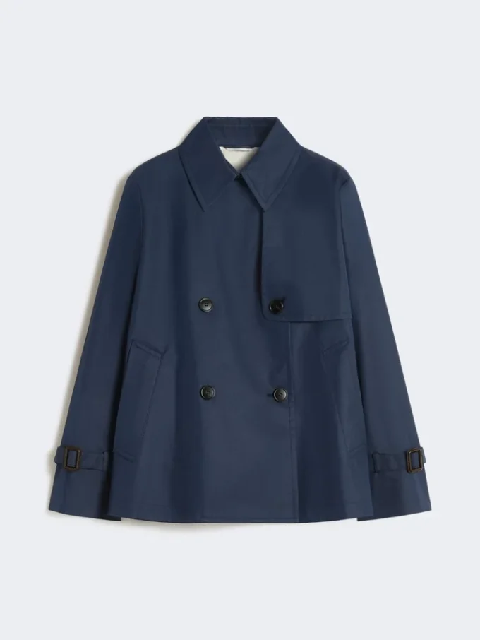 Kurzer, wasserabweisender Trenchcoat aus Gabardine, marineblau Kurzer, wasserabweisender Trenchcoat aus Gabardine, marineblau