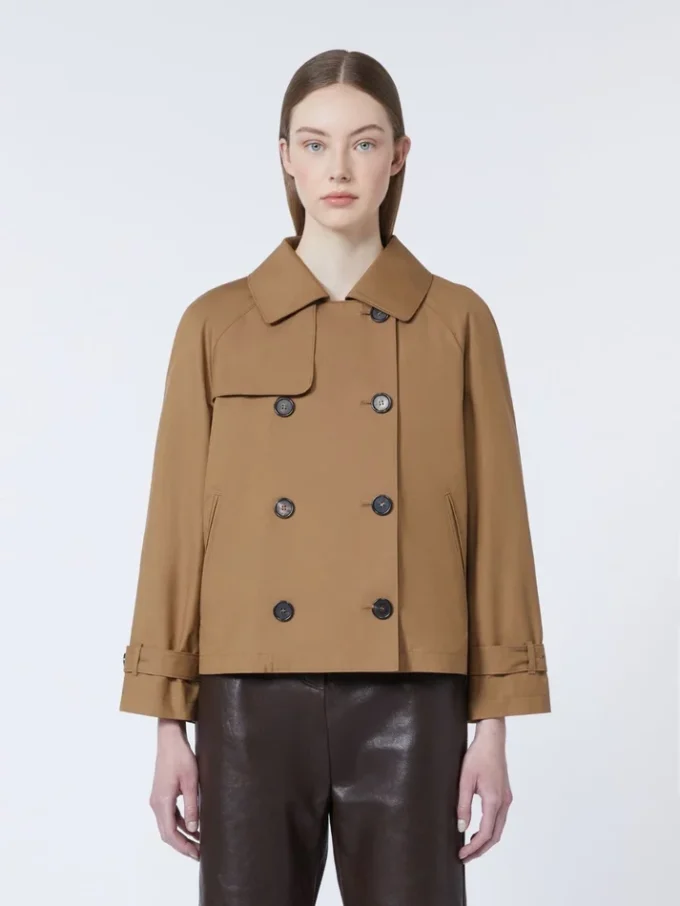 Kurzer, wasserabweisender Trenchcoat aus Twill, braun Kurzer, wasserabweisender Trenchcoat aus Twill, braun
