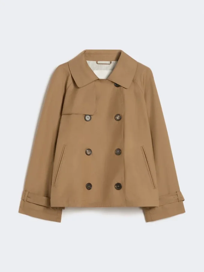 Kurzer, wasserabweisender Trenchcoat aus Twill, braun Kurzer, wasserabweisender Trenchcoat aus Twill, braun