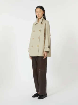 Kurzer, wasserabweisender Trenchcoat aus Twill, sandfarben