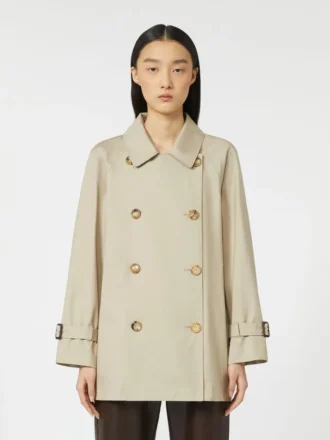 Kurzer, wasserabweisender Trenchcoat aus Twill, sandfarben