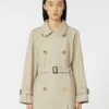 Kurzer, wasserabweisender Trenchcoat aus Twill, sandfarben Kurzer, wasserabweisender Trenchcoat aus Twill, sandfarben