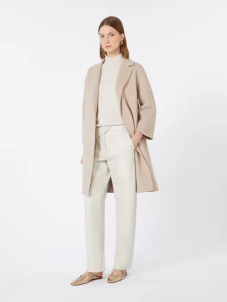 Kurzer Wollmantel, beige-rosa