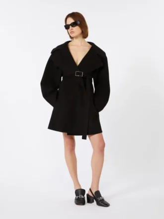 Kurzer Wollmantel, schwarz