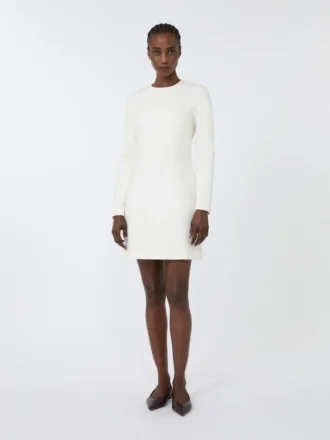 Kurzes Kleid aus Scuba-Jersey, Elfenbein