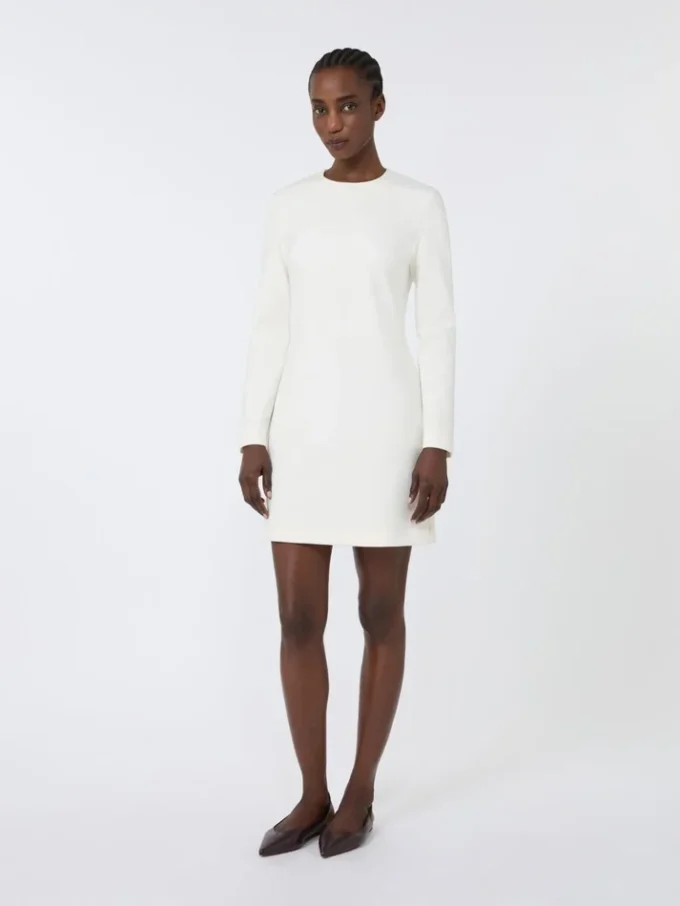 Kurzes Kleid aus Scuba-Jersey, Elfenbein Kurzes Kleid aus Scuba-Jersey, Elfenbein