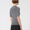 Kurzärmeliger Pullover aus Viskose-Mesh, weiß-schwarz Kurzärmeliger Pullover aus Viskose-Mesh, weiß-schwarz
