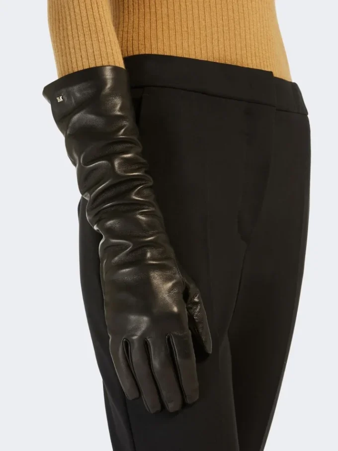 Lange Handschuhe aus Nappaleder, schwarz