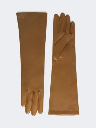 Lange Handschuhe aus Nappaleder, tabakfarben