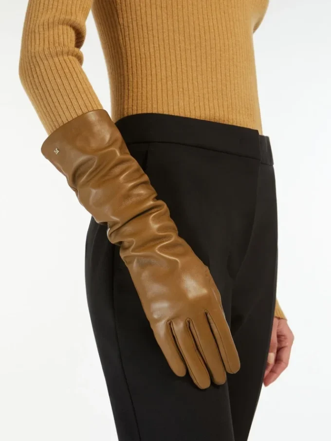 Lange Handschuhe aus Nappaleder, tabakfarben Lange Handschuhe aus Nappaleder, tabakfarben