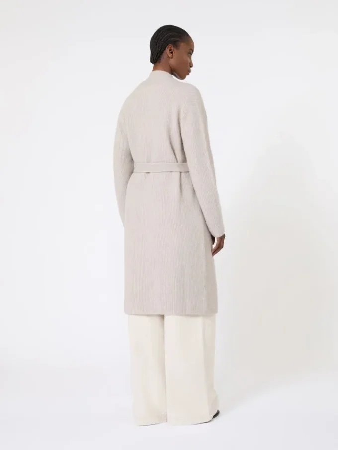 Langer Cardigan aus Alpaka und Wolle, sandfarben Langer Cardigan aus Alpaka und Wolle, sandfarben