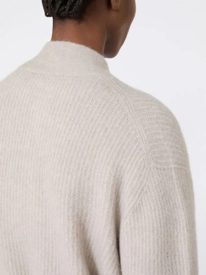 Langer Cardigan aus Alpaka und Wolle, sandfarben Langer Cardigan aus Alpaka und Wolle, sandfarben