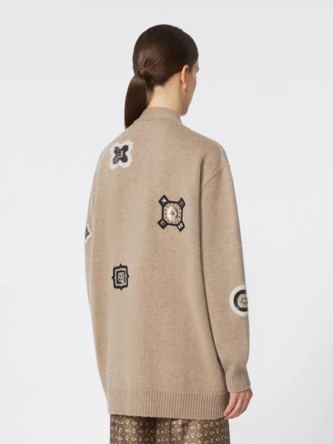 Langer Cardigan aus Wolle und Kaschmir, sandfarben Langer Cardigan aus Wolle und Kaschmir, sandfarben