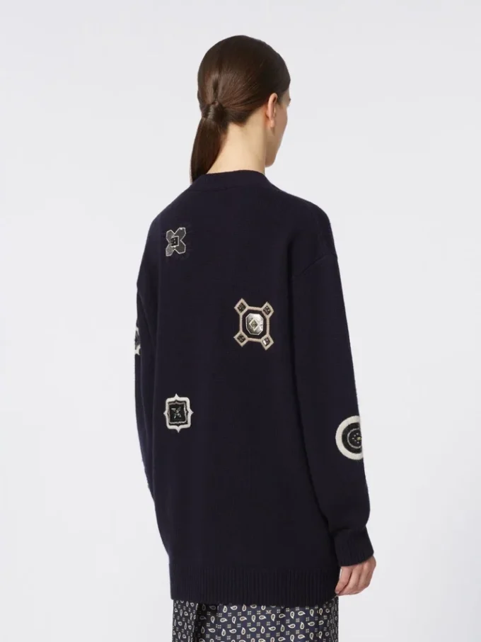 Langer Cardigan aus Wolle und Kaschmir, ultramarinblau Langer Cardigan aus Wolle und Kaschmir, ultramarinblau