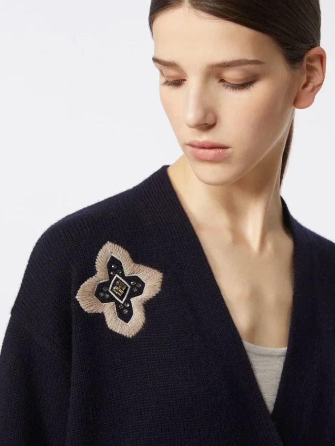 Langer Cardigan aus Wolle und Kaschmir, ultramarinblau Langer Cardigan aus Wolle und Kaschmir, ultramarinblau
