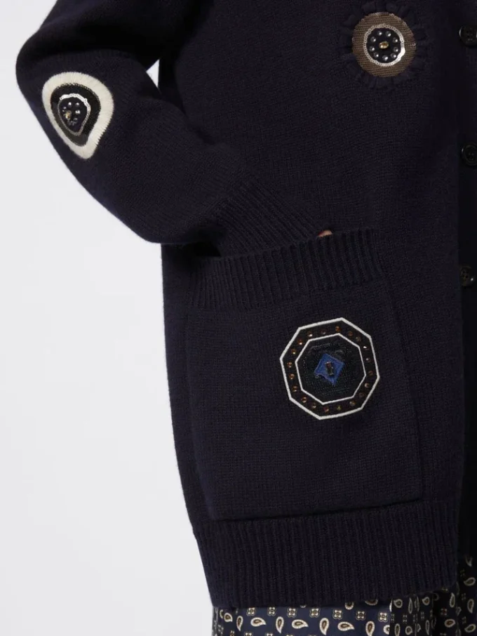 Langer Cardigan aus Wolle und Kaschmir, ultramarinblau Langer Cardigan aus Wolle und Kaschmir, ultramarinblau