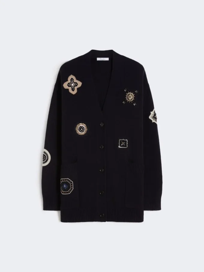 Langer Cardigan aus Wolle und Kaschmir, ultramarinblau Langer Cardigan aus Wolle und Kaschmir, ultramarinblau
