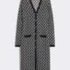 Langer Jacquard-Strickcardigan aus Wolle, ultramarinblau Langer Jacquard-Strickcardigan aus Wolle, ultramarinblau