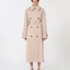 Langer, wasserabweisender Trenchcoat aus Twill, beige