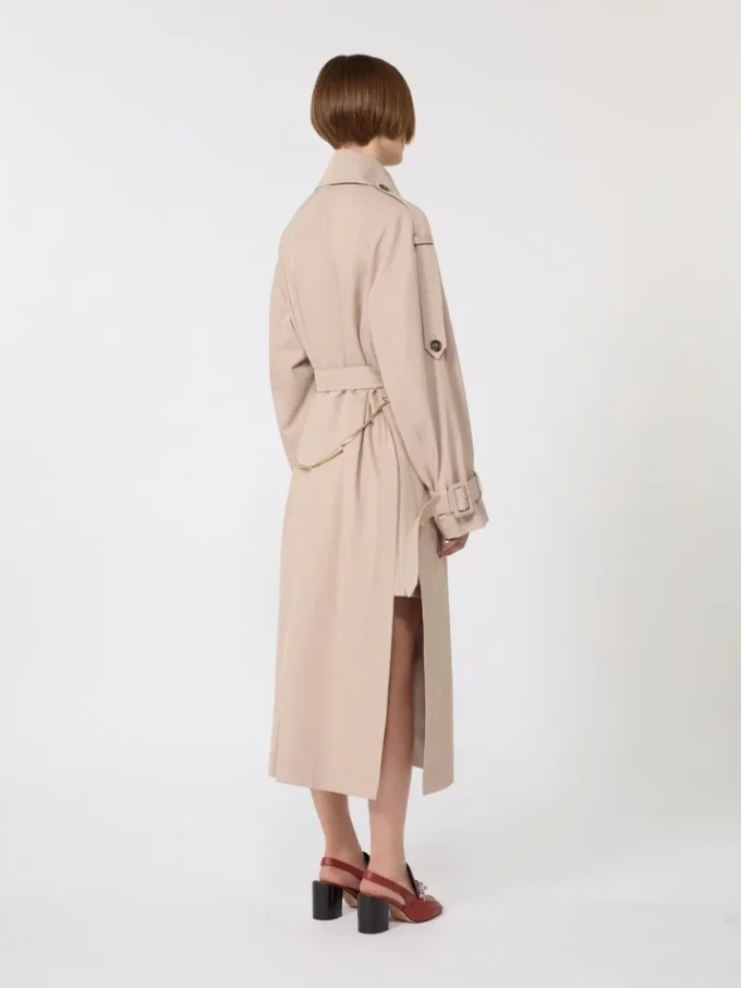 Langer, wasserabweisender Trenchcoat aus Twill, beige
