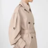 Langer, wasserabweisender Trenchcoat aus Twill, beige