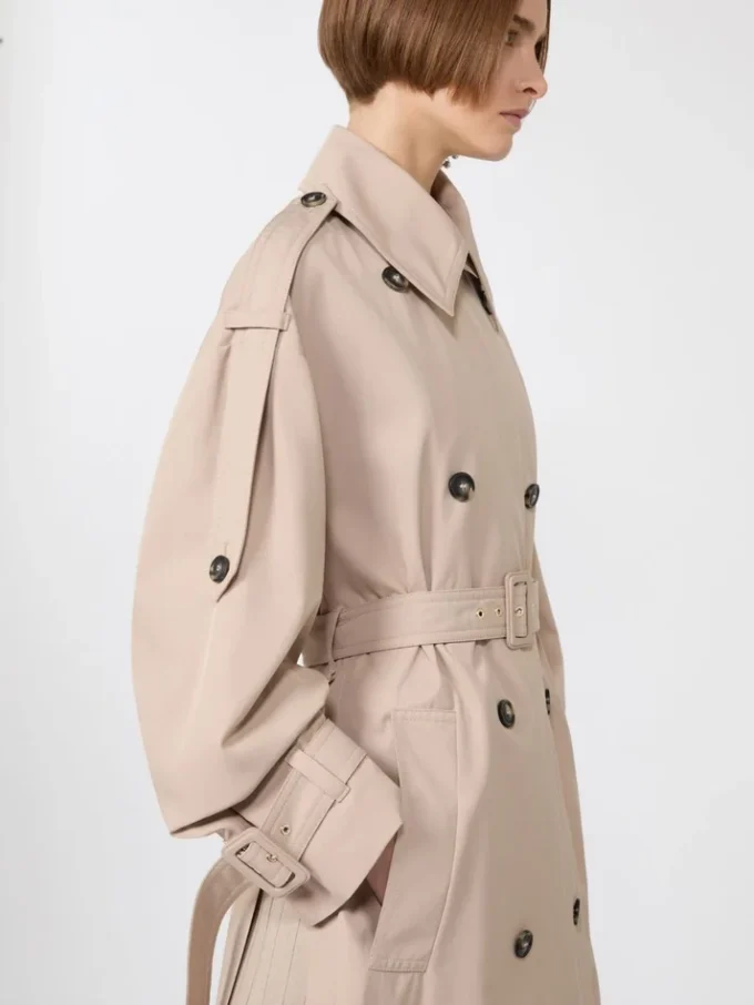 Langer, wasserabweisender Trenchcoat aus Twill, beige