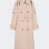 Langer, wasserabweisender Trenchcoat aus Twill, beige