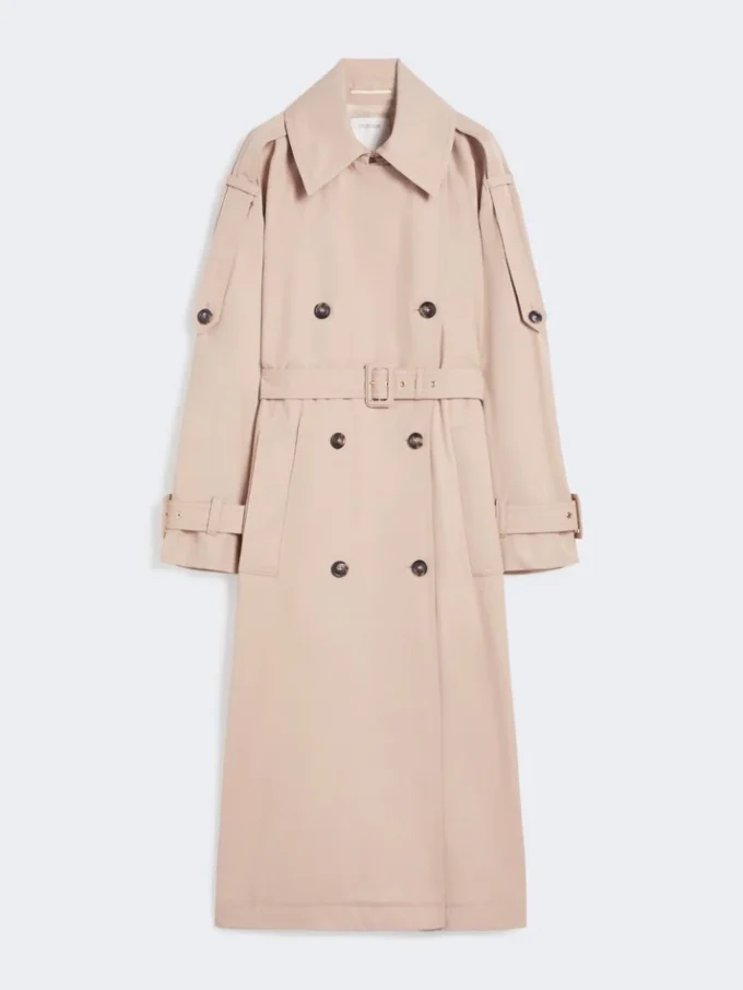 Langer, wasserabweisender Trenchcoat aus Twill, beige
