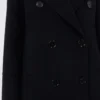 Langer Wollmantel mit Halbgürtel-Detail, schwarz Langer Wollmantel mit Halbgürtel-Detail, schwarz