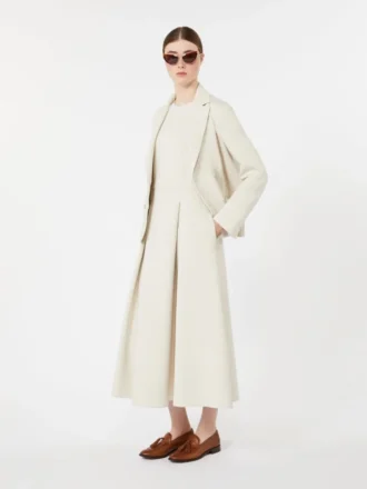 Zweireihige Jacke aus Scuba-Jersey, beige