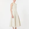Langes, ausgestelltes Kleid aus Scuba-Jersey, beige Langes, ausgestelltes Kleid aus Scuba-Jersey, beige