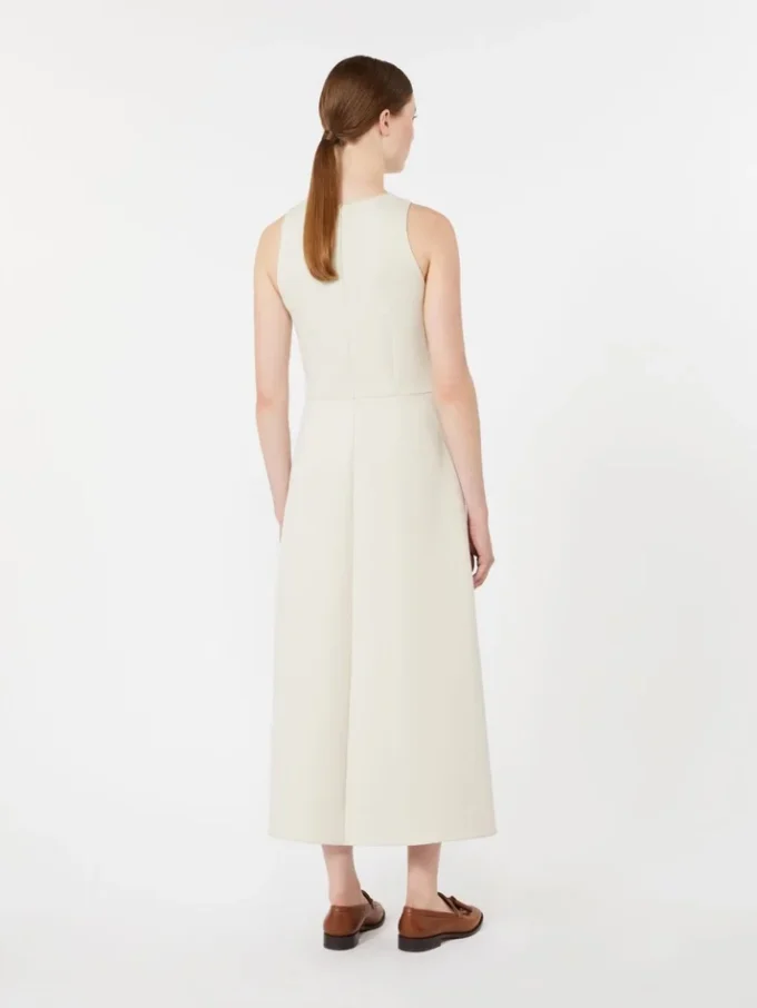 Langes, ausgestelltes Kleid aus Scuba-Jersey, beige Langes, ausgestelltes Kleid aus Scuba-Jersey, beige
