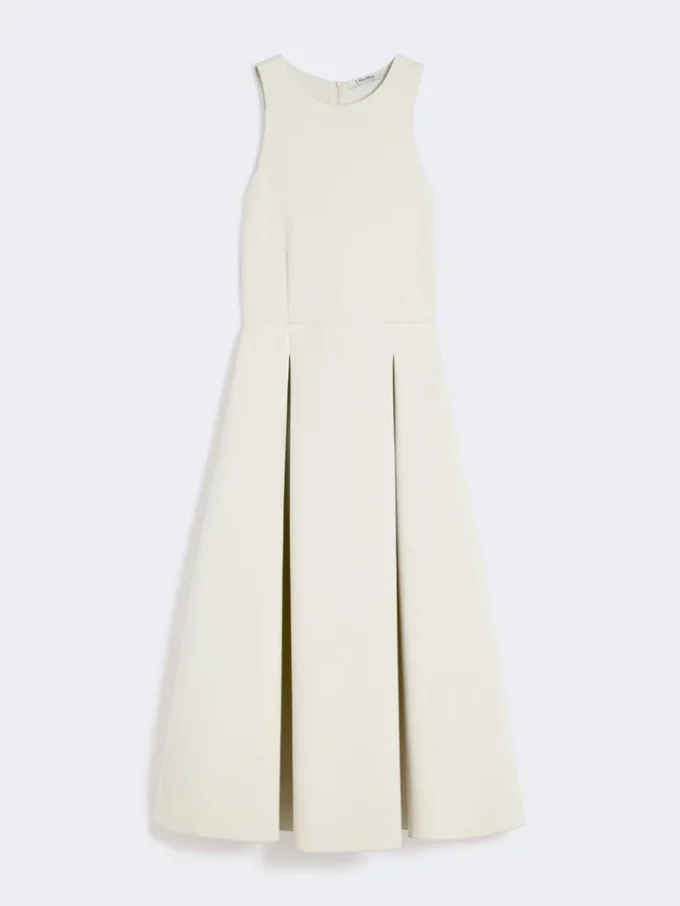Langes, ausgestelltes Kleid aus Scuba-Jersey, beige Langes, ausgestelltes Kleid aus Scuba-Jersey, beige