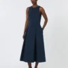 Langes, ausgestelltes Kleid aus Scuba-Jersey, ultramarinblau Langes, ausgestelltes Kleid aus Scuba-Jersey, ultramarinblau